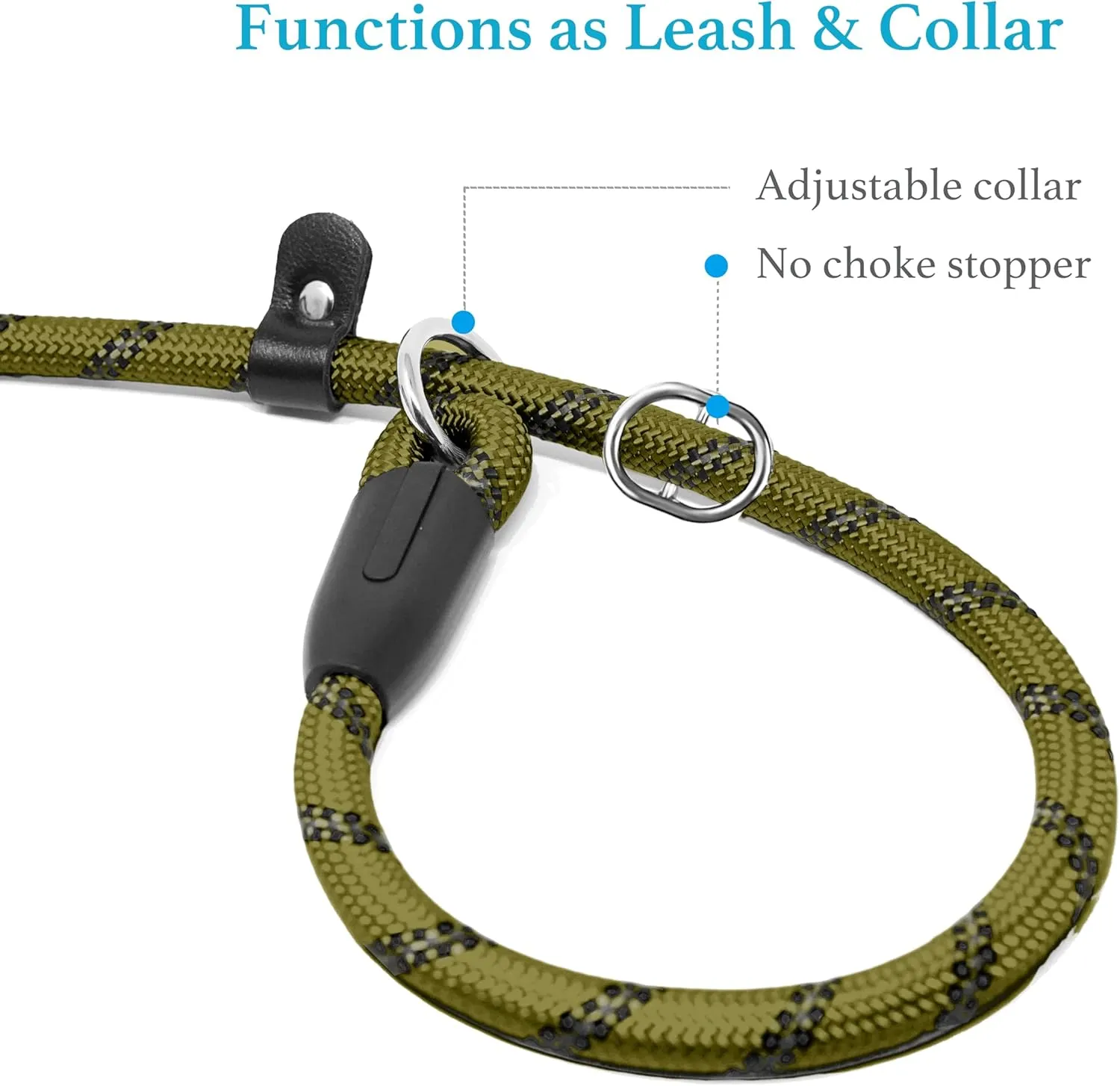 iYoShop Durable Slip Lead Dog Leash with Padded Handle and Highly Reflective Threads, No Pull Dog Training Leash (1/2" x 4 FT, Military Green)