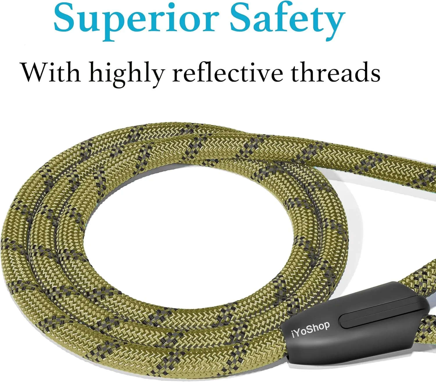 iYoShop Durable Slip Lead Dog Leash with Padded Handle and Highly Reflective Threads, No Pull Dog Training Leash (1/2" x 4 FT, Military Green)