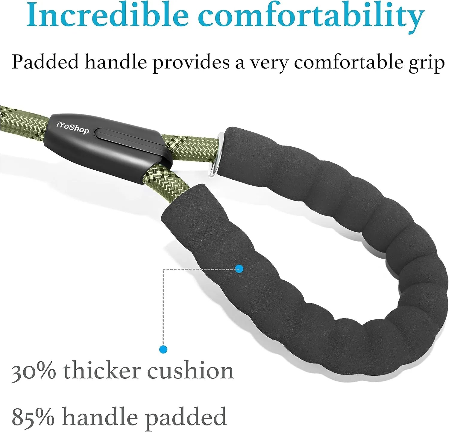 iYoShop Durable Slip Lead Dog Leash with Padded Handle and Highly Reflective Threads, No Pull Dog Training Leash (1/2" x 4 FT, Military Green)