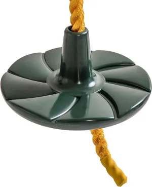 Jack and June Green Playset Rope and Disc Swing with Leg Safety Protector and Fully Adjustable Rope