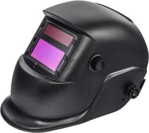 JEGS Welding Helmet | Adjustable | 3.62 Inches x 1.65 Inches Viewing Area | 9-13 Outside Shade Knob | Solar & Lithium Battery Power | Adjustable Sensitivity | Fully Automatic | Black