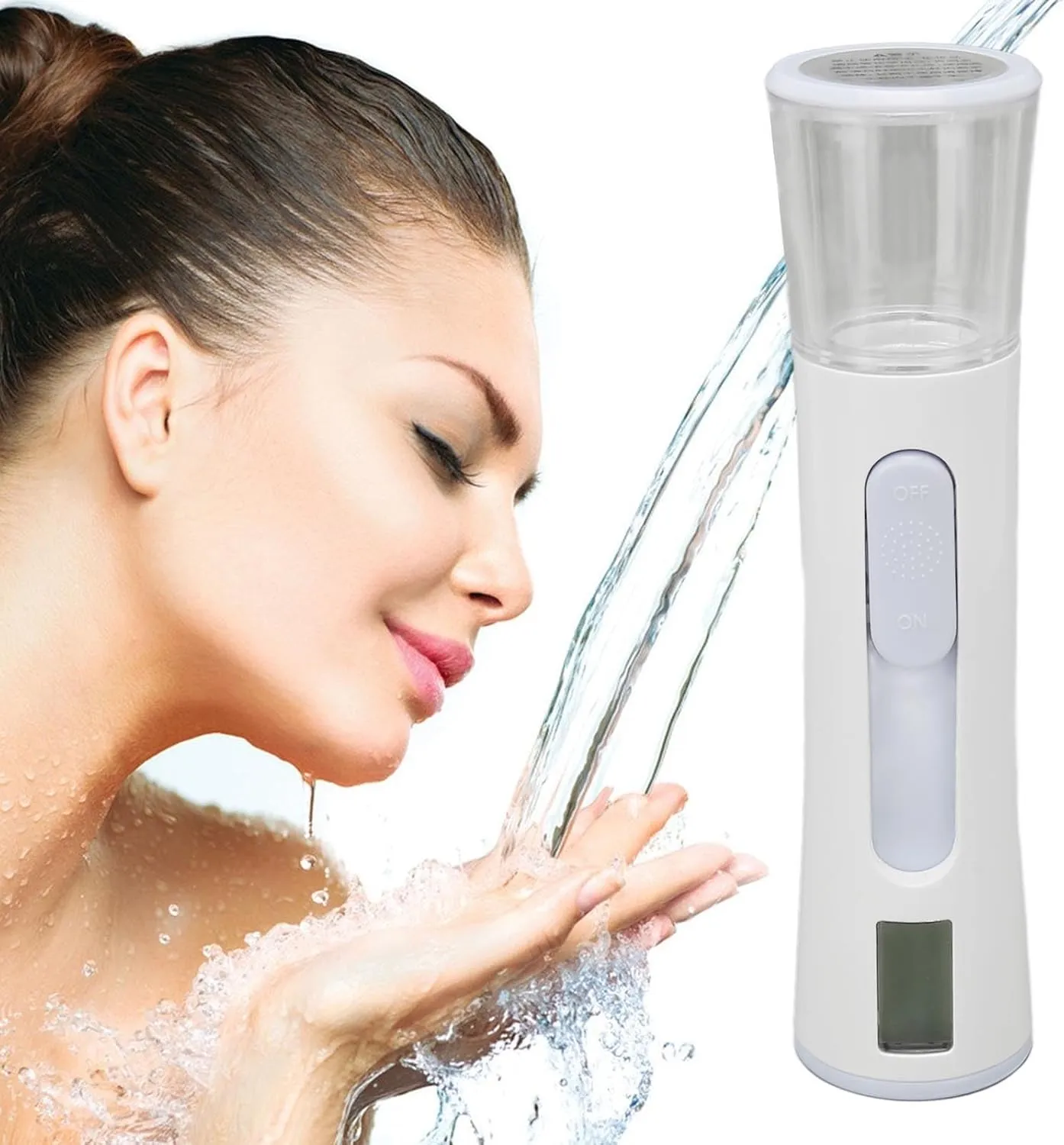 Jerliflyer Nano Facial Mister,with Double Spray Nozzle and LCD Screen Display, USB Rechargeable