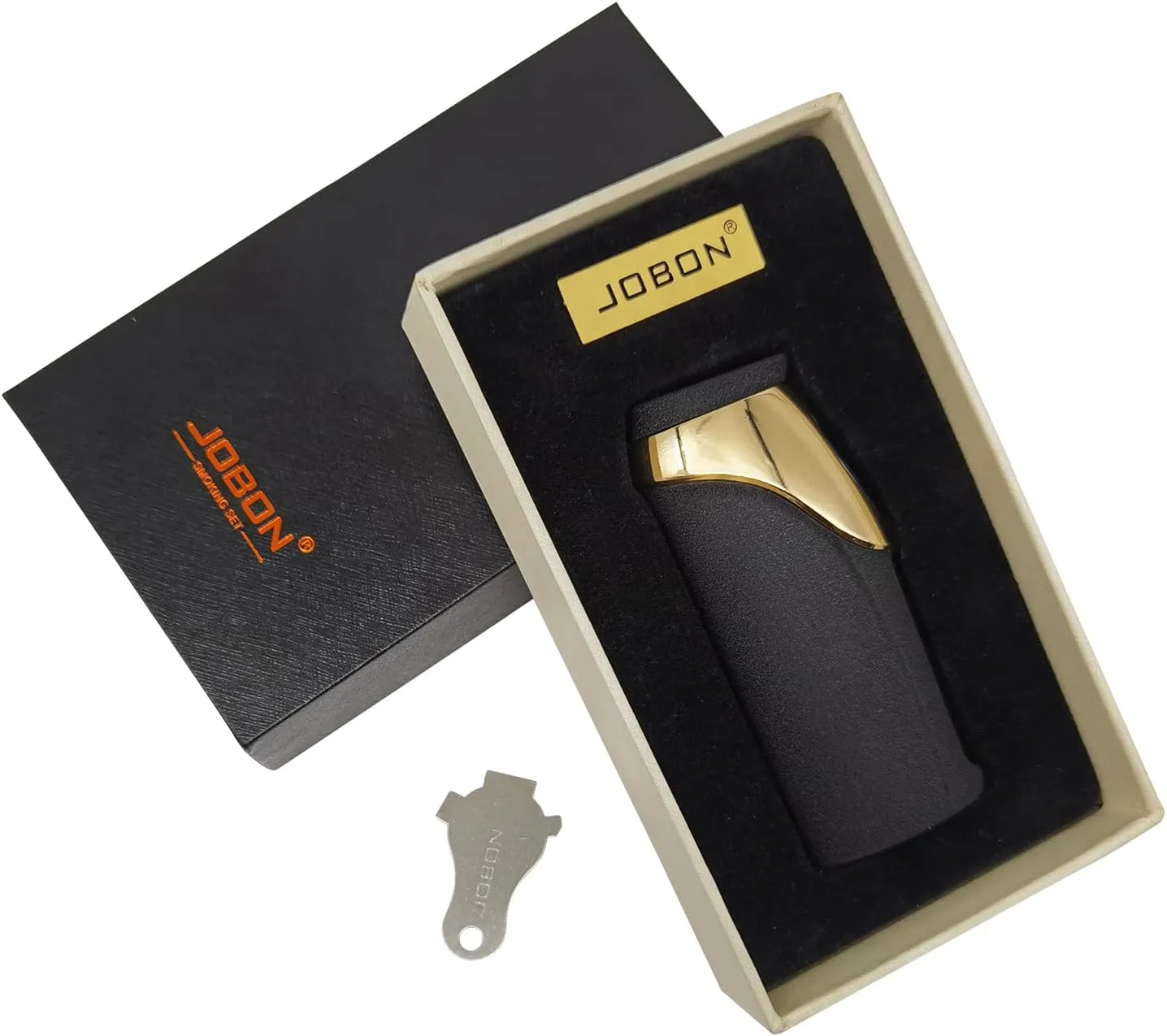 JOBON USB Electronic Torch Lighter, Rechargeable Electric Touch Screen Sensing Triple Jet Blue Flames Lighter - No Gas Included (Black Wrinkle)