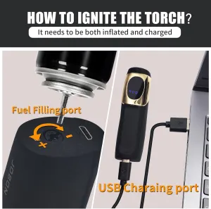 JOBON USB Electronic Torch Lighter, Rechargeable Electric Touch Screen Sensing Triple Jet Blue Flames Lighter - No Gas Included (Black Wrinkle)