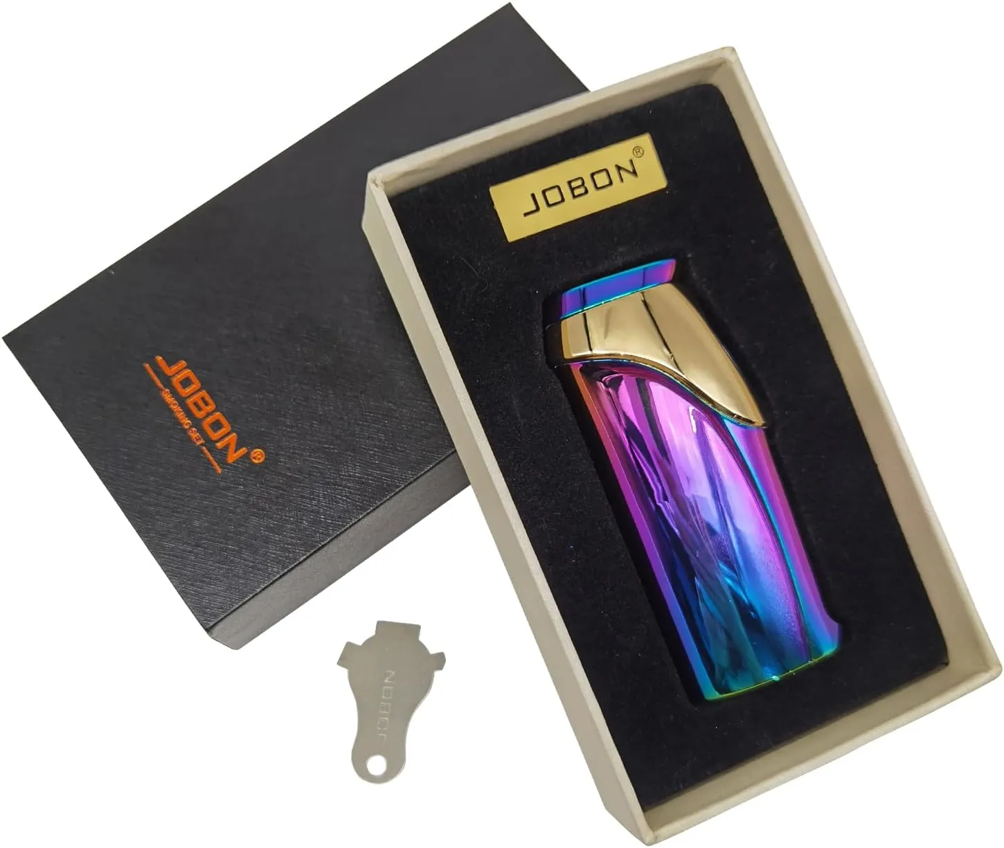 JOBON USB Electronic Torch Lighter, Rechargeable Electric Touch Screen Sensing Triple Jet Blue Flames Lighter - No Gas Included (Colorful Ice)