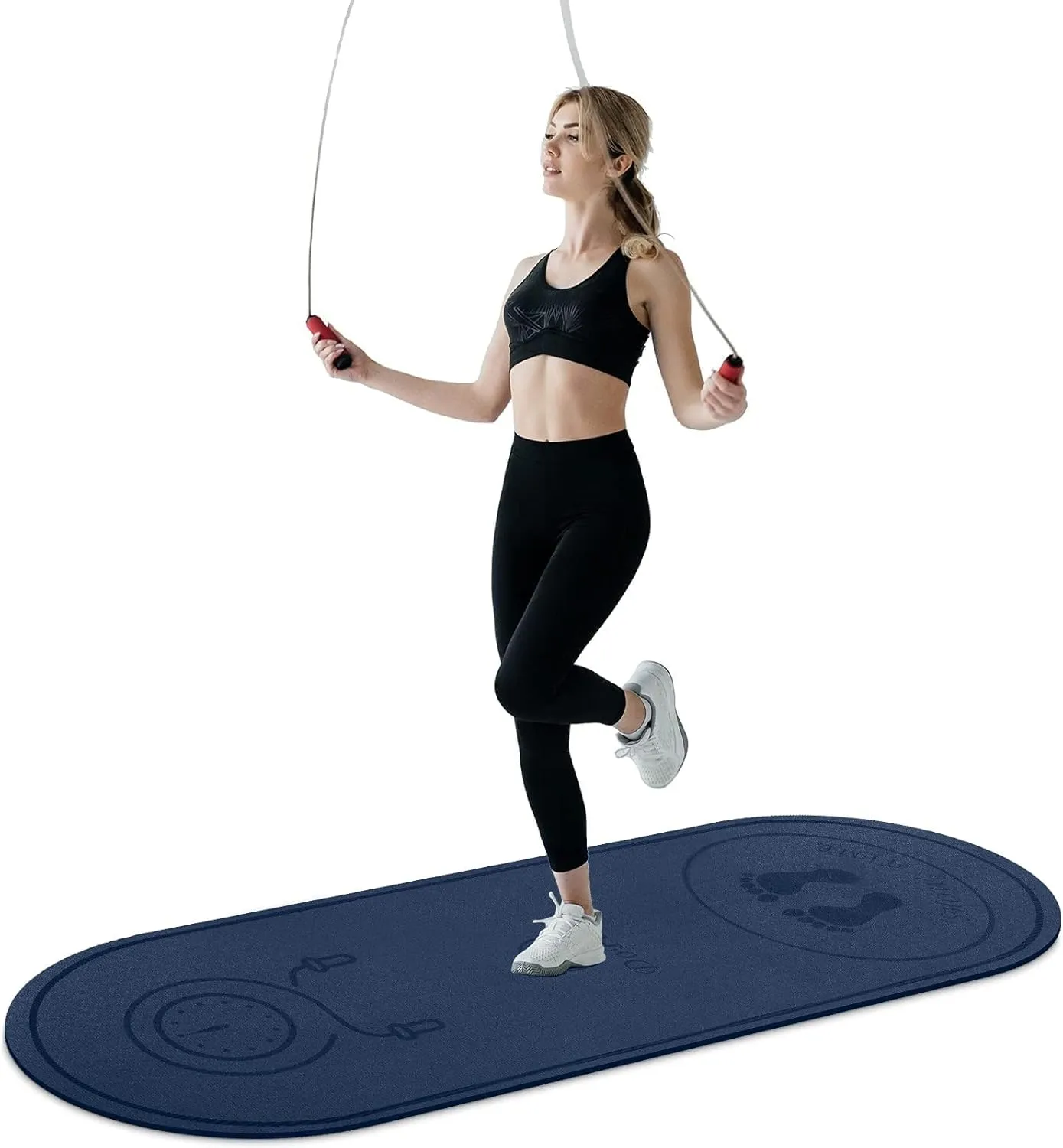 Jump Rope Mat 71"/63"x24" Larger Non-Slip Indoor Outdoor Exercise Fitness Mat, High-Density Workout Shock Absorption for Home Gym Flooring Concrete Jumping Rope