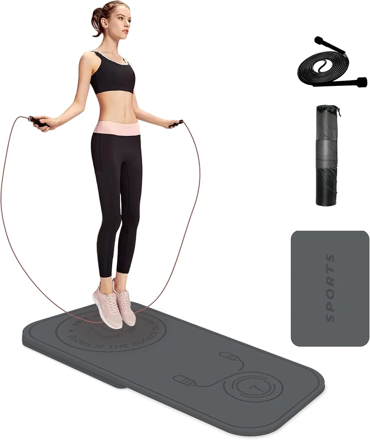 Jump Rope Shockproof Exercise Mat - All-Purpose Extra Thick High Density Anti-Tear Yoga Mat, Non Slip for Indoor and Outdoor Skipping