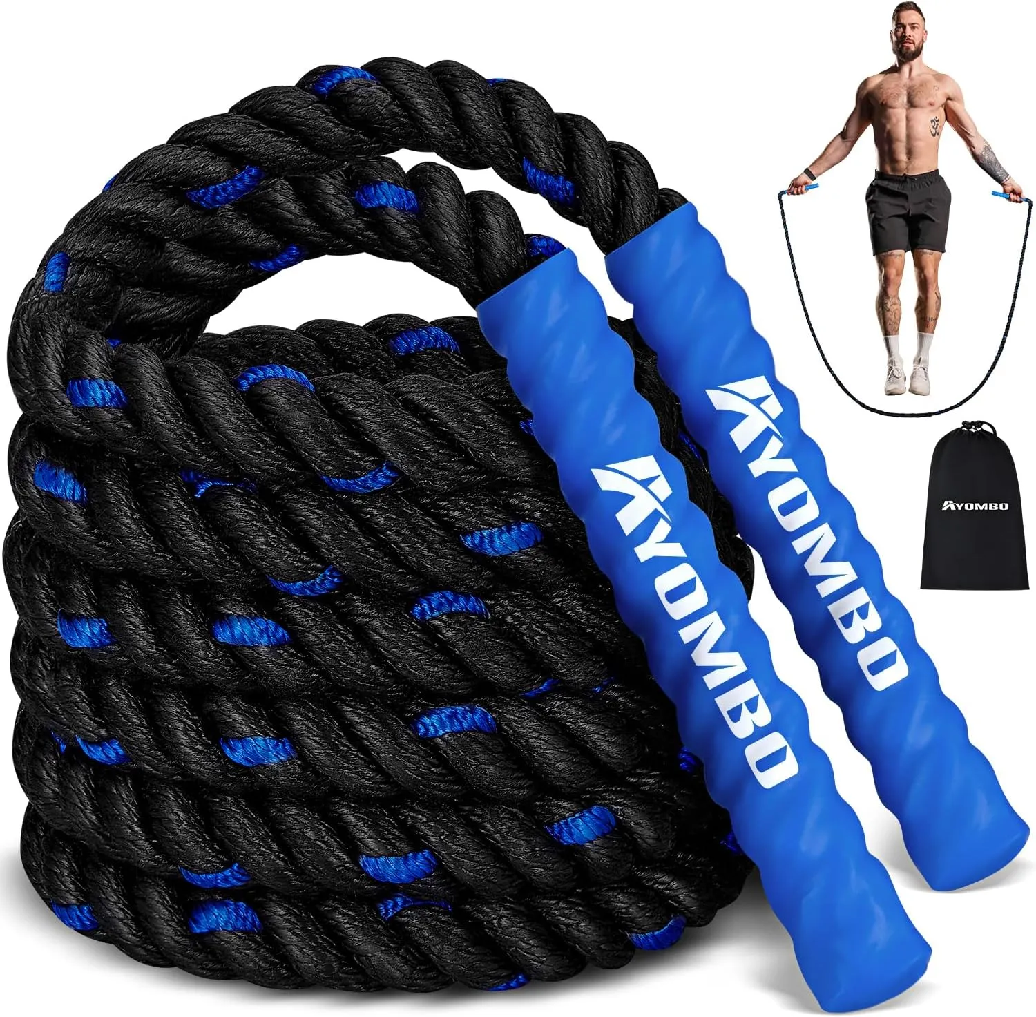 Jump Rope, Weighted Jump Rope for Fitness, Heavy Jump Ropes for Men Women Kids, Battle Skipping Ropes for Exercise, Suitable for Boxing, Cardio, Training Muscle Speed Home Gym Workout Equipment