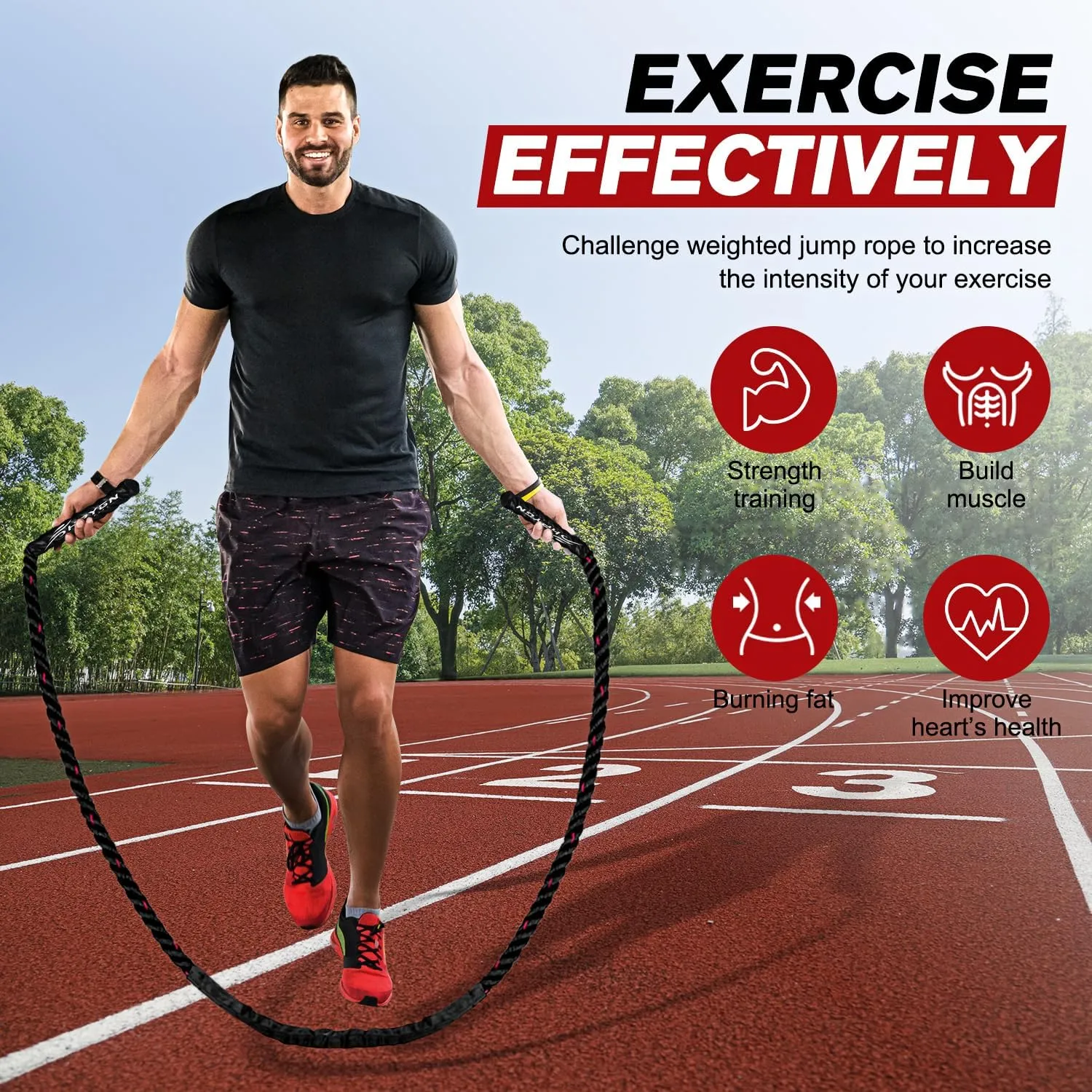Jump Rope, Weighted Jump Ropes for Men women, 2.8lb 3.8lb 5lb Heavy Skipping Rope for Exercise, Adult Jumpropes for Home Workout, Improve Strength and Building Muscle,Total Body Workout Equipment