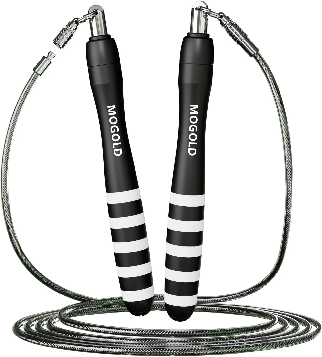 Jump Rope with Weight Blocks - 2mm & 5mm Dual Cables Fast-Clip System for CrossFit, Double Unders, HIIT - Adjustable 9.8-10ft Speed Rope for Men/Women/Kids Home Gym