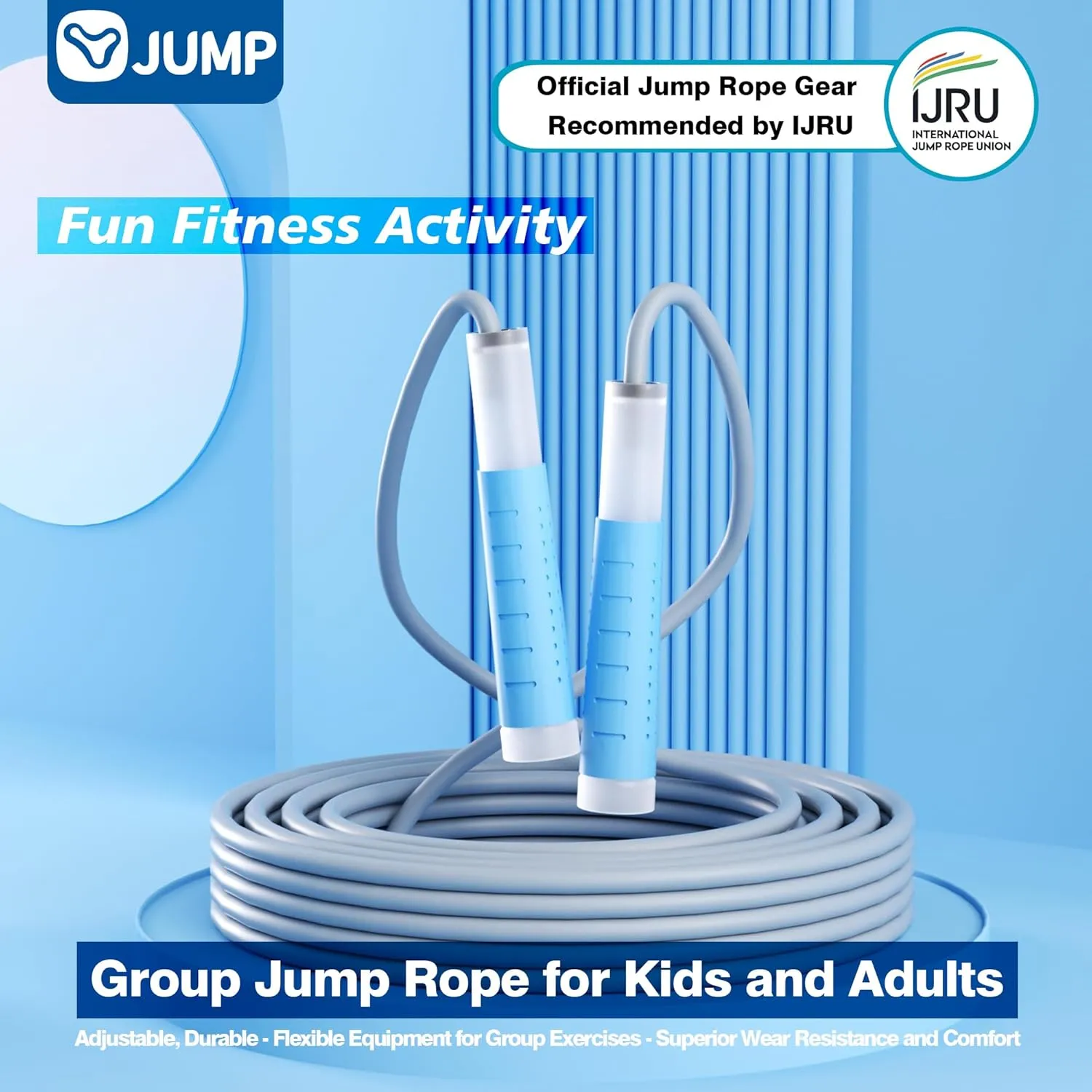 [JUMP Yuedong] Long Jump Rope for Kids Adults,Double Dutch Jump Rope,Adjustable Skipping Ropes, 360°Rotation Not Entangled, 7mm thick solid core rope, Perfect for group jump rope activities