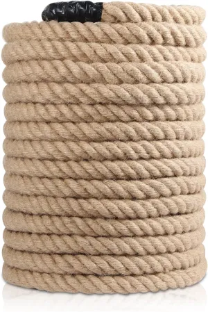 Jute Rope (1 in x 50 ft) 100% Natural Thick Hemp Rope Twisted Jute Rope 50 Feet 1 Inch 4 Ply Manila Rope Cord for Crafts, Cat Tree, Home Decorative Landscaping Hanging Swing Rope