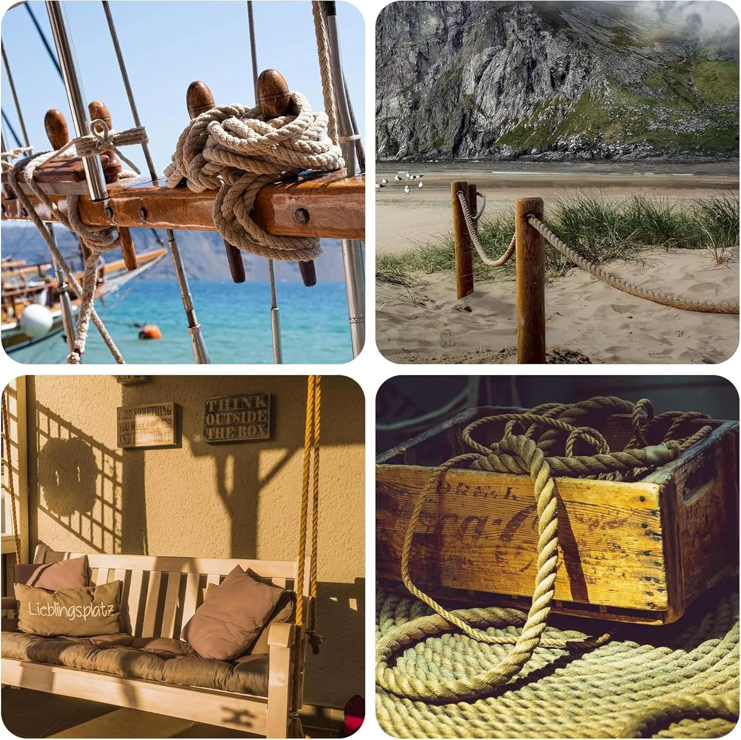 Jute Rope 3/4 Inch x 50Ft,Natural Hemp Rope,Thick Rope,Swing Rope,Heavy Duty Rope Available as Tug of War Rope,Nautical Rope,Craft Rope,Lasso Rope and Rope for Hammock,etc.