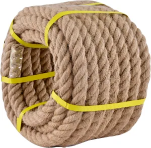 Jute Rope 3/4 Inch x 50Ft,Natural Hemp Rope,Thick Rope,Swing Rope,Heavy Duty Rope Available as Tug of War Rope,Nautical Rope,Craft Rope,Lasso Rope and Rope for Hammock,etc.