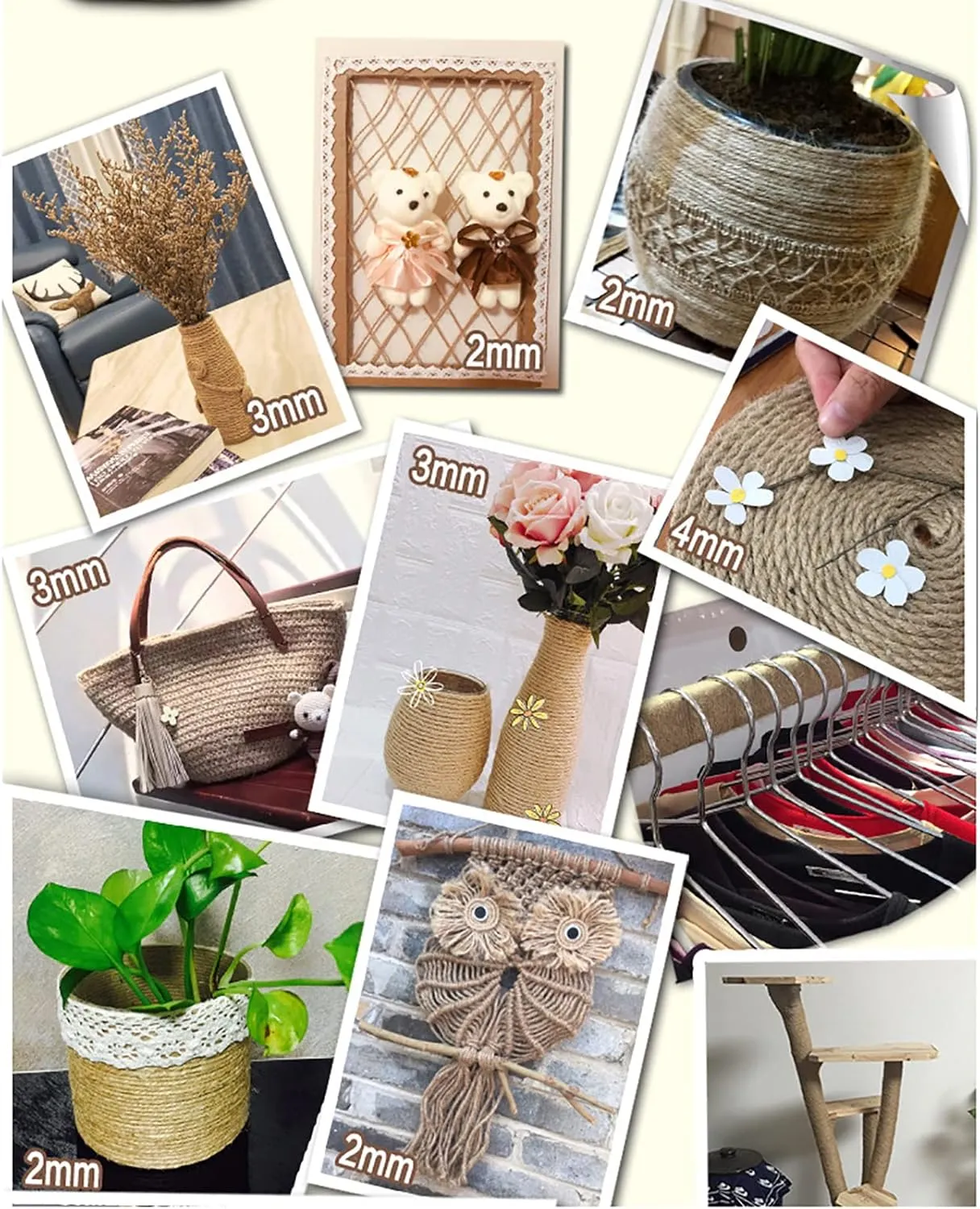 Jute Rope Natural Jute Manila Rope Nautical Hemp Rope Twisted Natural Thick Heavy Duty Rope for Crafts, Bundling,Anchor, Hammock, Nautical, Cat Scratching Post, Railings,Decorate (1/2 in X 100 Ft)