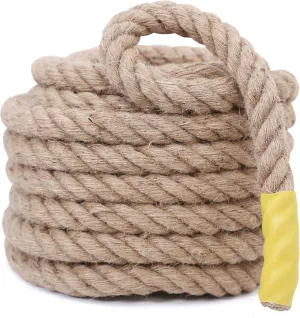 Jute Rope,5/8 inch x 100 FT Natural Twisted Manila Heavy Duty Hemp Ropes for Crafts,Swing for Tree,Gardening, Bundling, Hammock, Nautical, Tug of War, Railings, Home Decorating