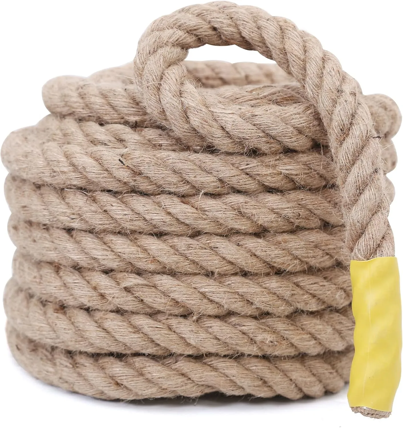Jute Rope,5/8 inch x 100 FT Natural Twisted Manila Heavy Duty Hemp Ropes for Crafts,Swing for Tree,Gardening, Bundling, Hammock, Nautical, Tug of War, Railings, Home Decorating