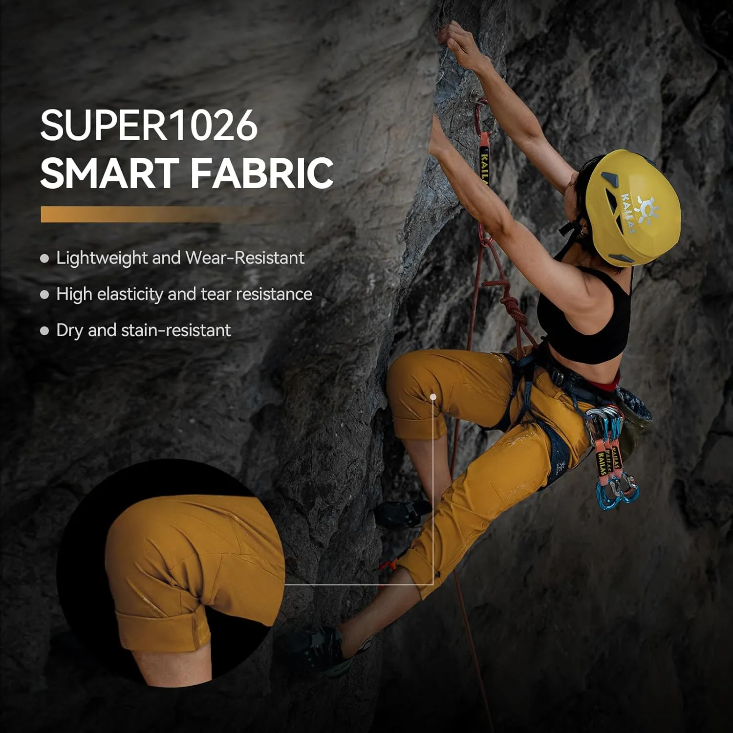 KAILAS Men's Climbing Pants Stretch Windbreaker Outdoor Hiking Lightweight Tactical Running Cargo Pants Breathable