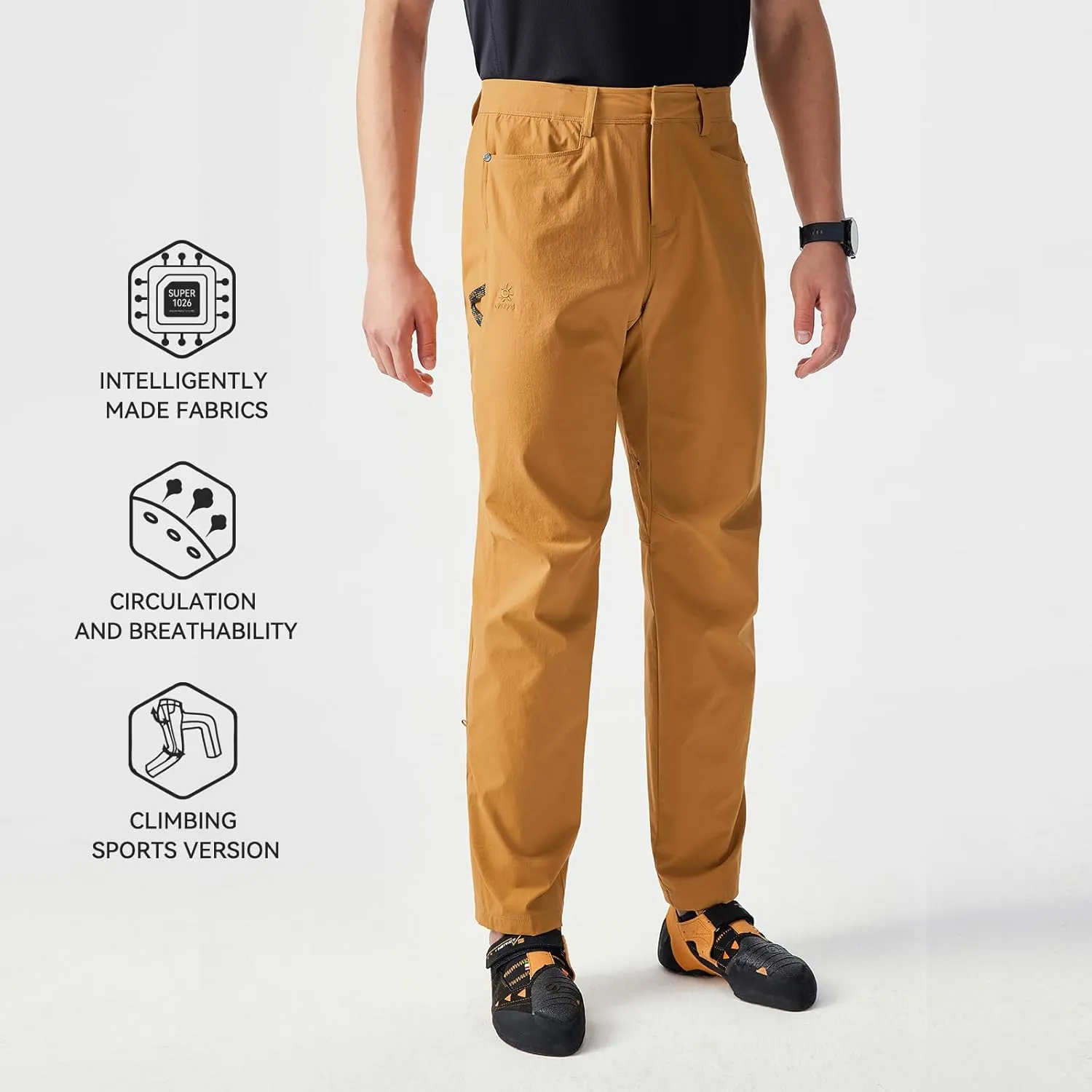 KAILAS Men's Climbing Pants Stretch Windbreaker Outdoor Hiking Lightweight Tactical Running Cargo Pants Breathable