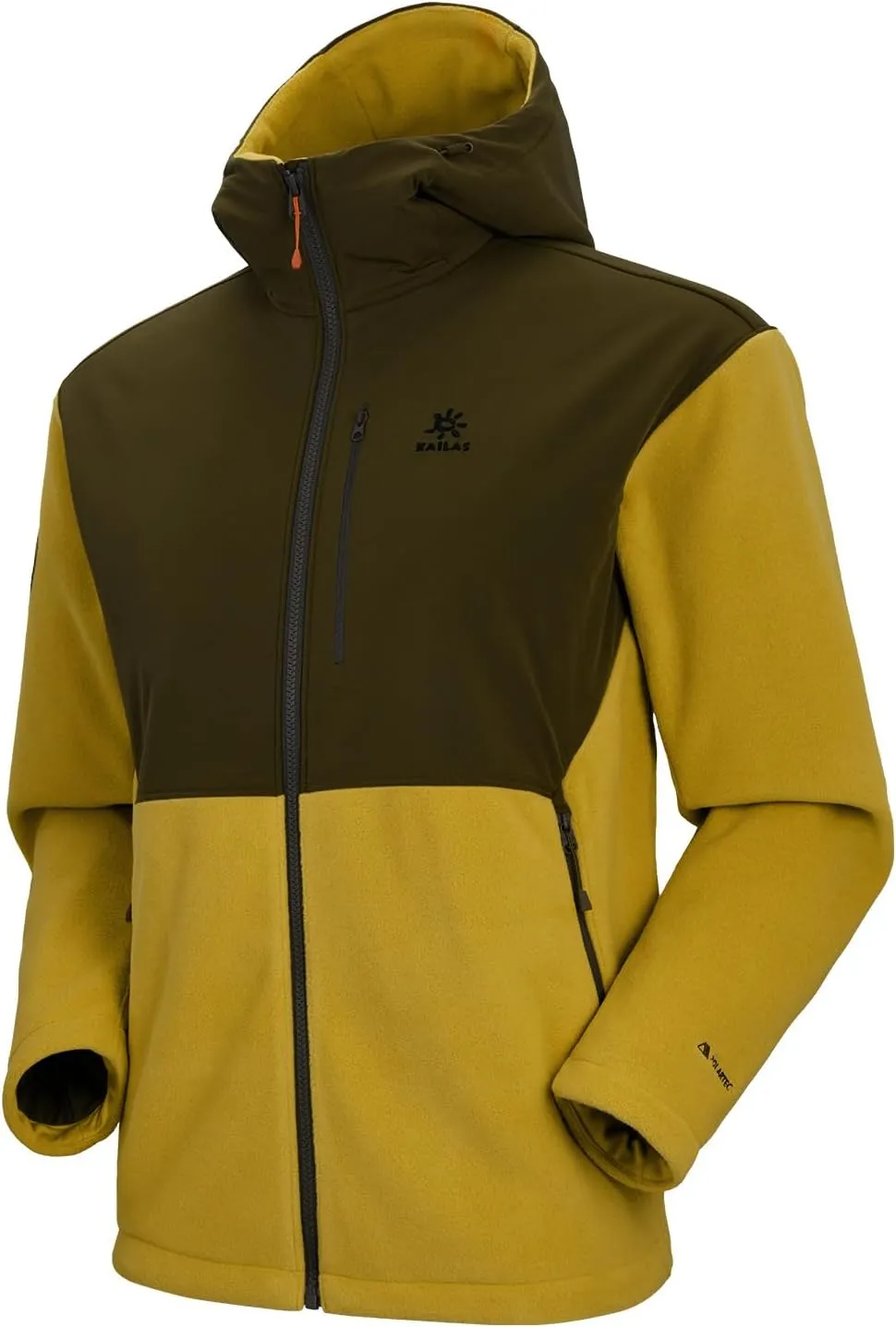 KAILAS Men's Fleece Jacket Hooded Winter Jacket Full Zip Jacket Lightweight Polar Warm Coat Pockets Outdoor Jacket