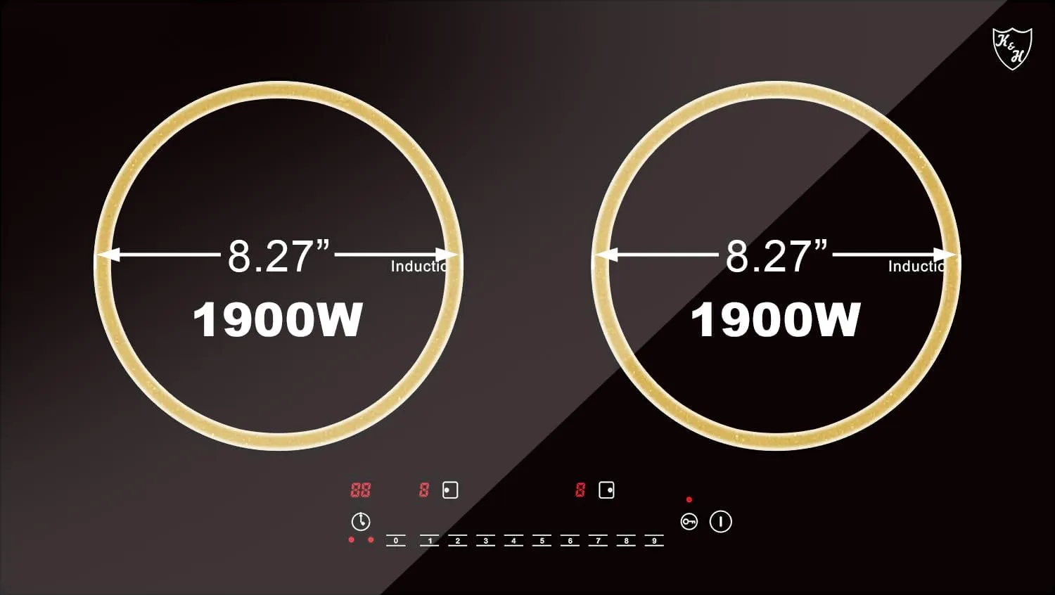 K&H 2 Burner Double Dual 24 Inch Built-in Induction Electric Stove Top Ceramic Cooktop 240V 3100W INDH-3102Hx
