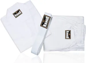Karate Uniform 8oz for Kids & Adults Midweight Student Karate Gi Martial Arts Uniform Free Belt (White, Size 0/130CM (4'1"-4' 4"))