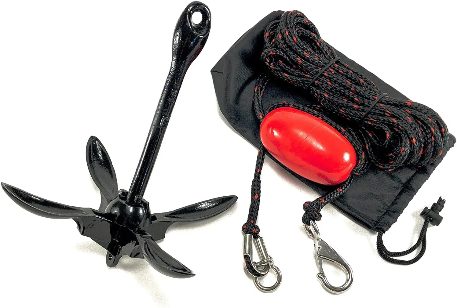 Kayak Anchor Kits Portable Folding Anchor Buoy Kit Canoe Kayak Raft Boat Sailboat Fishing Marine-Tech 3.5 lbs Marine Rope Complete Folding Grapnel Anchor Kit for Small Boats, Kayaks Jet Ski etc