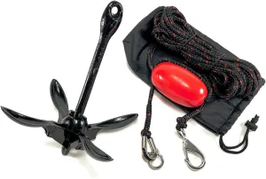 Kayak Anchor Kits Portable Folding Anchor Buoy Kit Canoe Kayak Raft Boat Sailboat Fishing Marine-Tech 3.5 lbs Marine Rope Complete Folding Grapnel Anchor Kit for Small Boats, Kayaks Jet Ski etc