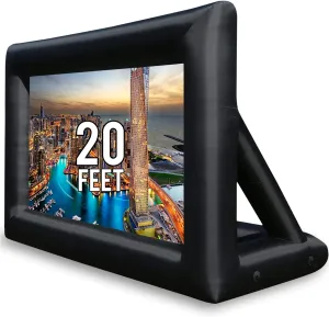 KHOMO GEAR 20 ft Outdoor Projector Screen - Supports Front and Rear Projection - Includes Inflation Fan, Tie-Downs and Storage Bag - Inflatable Projector Screen