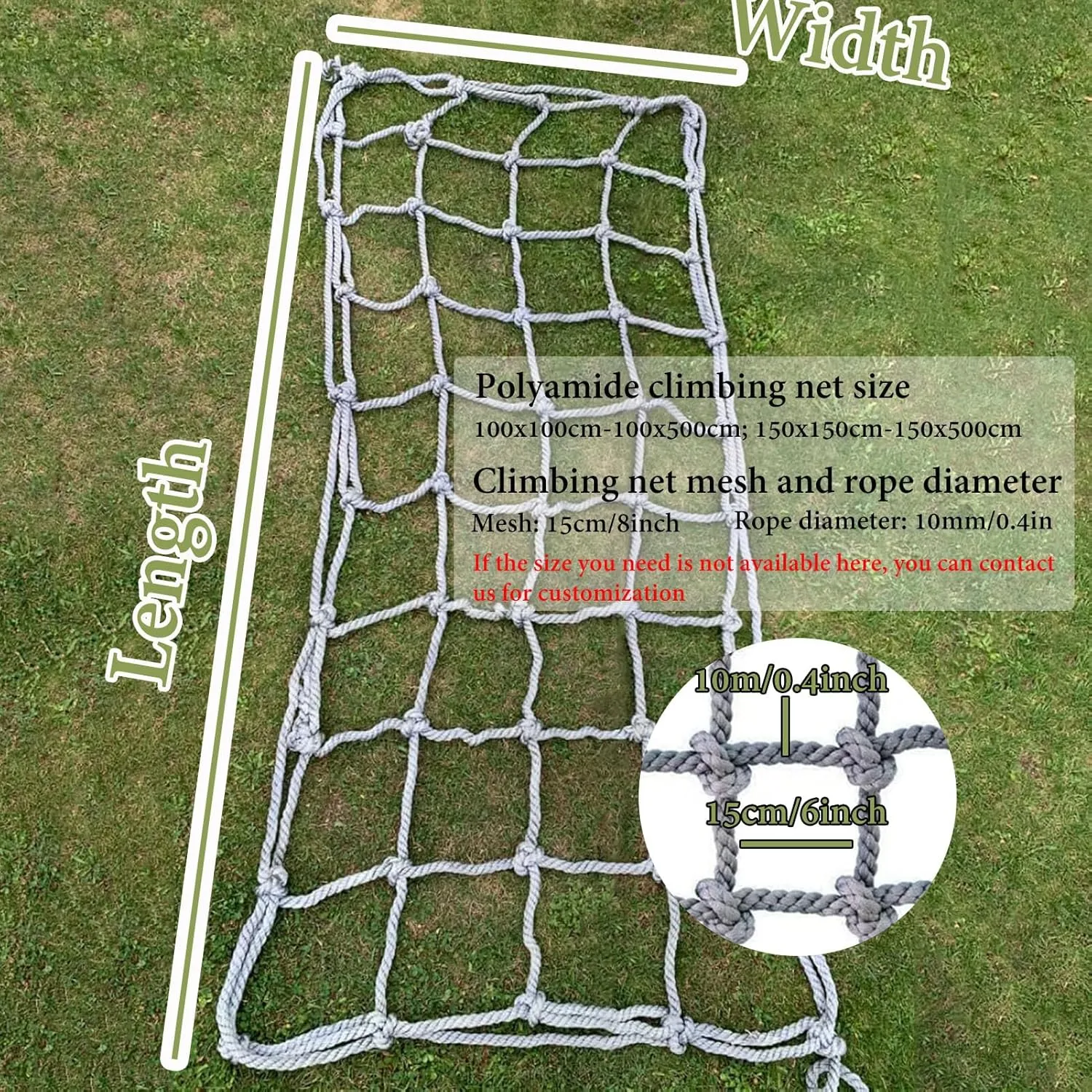 Kids Climbing Net - Indoor/Outdoor Playground Climbing Rope Net, Heavy-Duty Swing & Climb Activity Set,Safety Net for Backyard,Treehouse,Jungle Gym,150x300cm