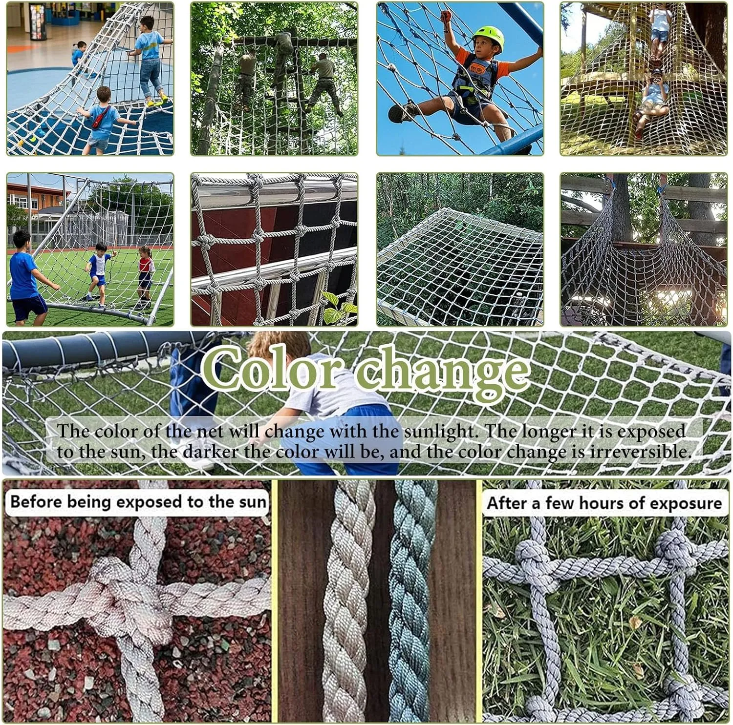 Kids Climbing Net - Indoor/Outdoor Playground Climbing Rope Net, Heavy-Duty Swing & Climb Activity Set,Safety Net for Backyard,Treehouse,Jungle Gym,150x300cm