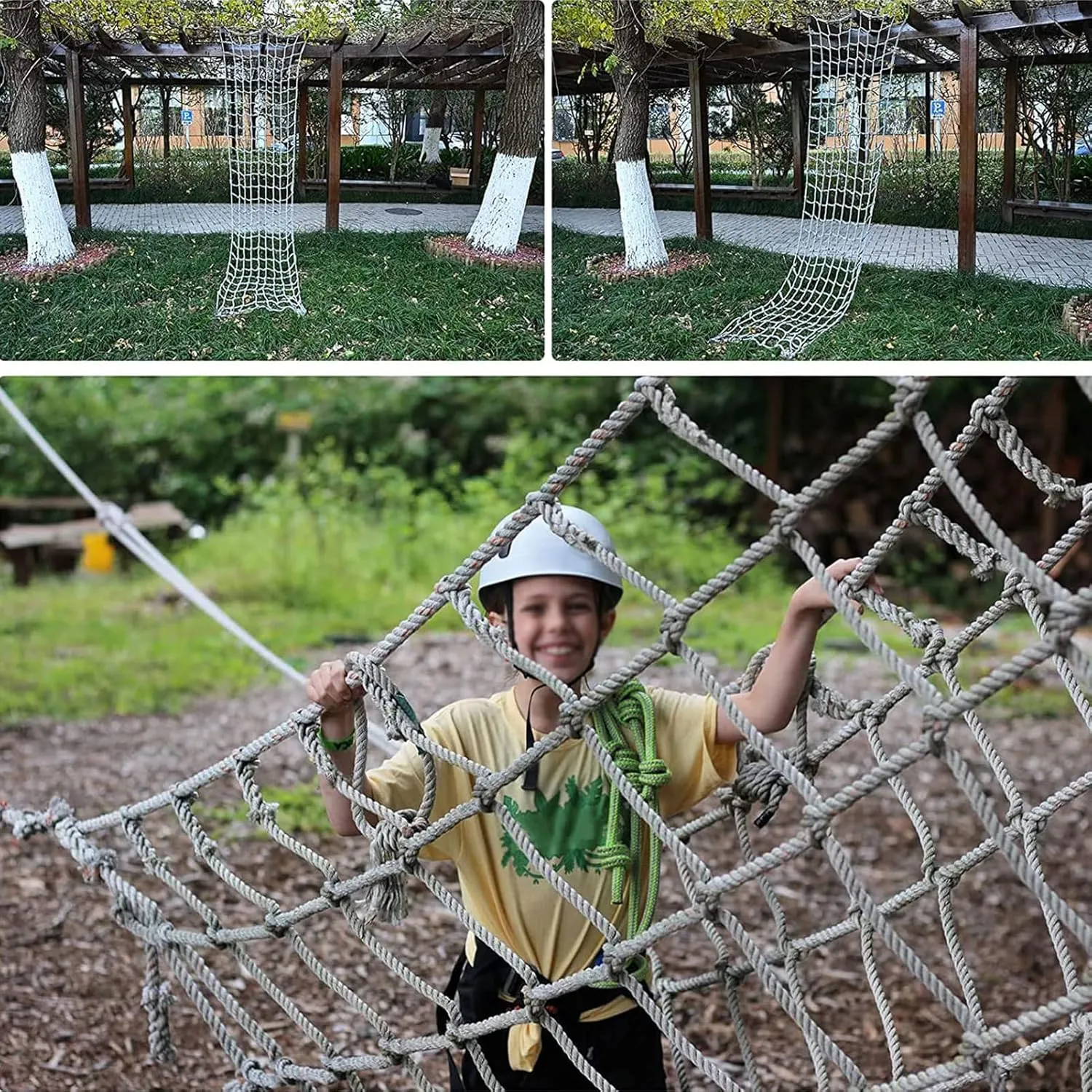 Kids Climbing Net - Indoor/Outdoor Playground Climbing Rope Net, Heavy-Duty Swing & Climb Activity Set,Safety Net for Backyard,Treehouse,Jungle Gym,150x300cm