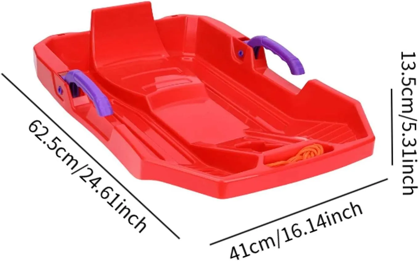 Kids Downhill Snow Sled with Brake Handles with Pull Rope 24.6inch Long Multipurpose for Kids Winter Fun Dunes Sand Sled