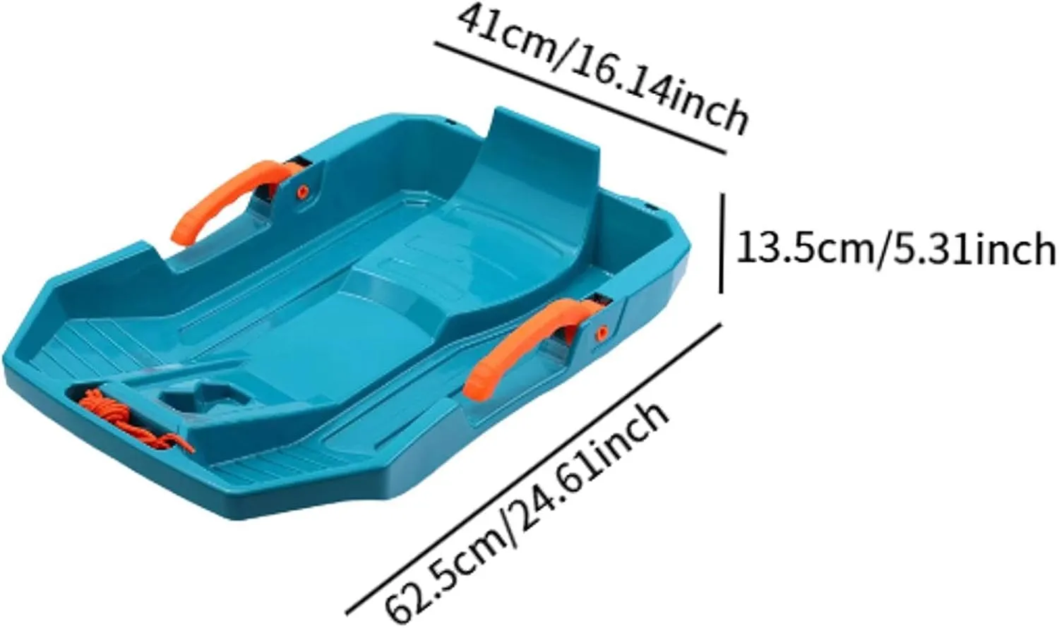 Kids Downhill Snow Sled with Brake Handles with Pull Rope 24.6inch Long Multipurpose for Kids Winter Fun Dunes Sand Sled