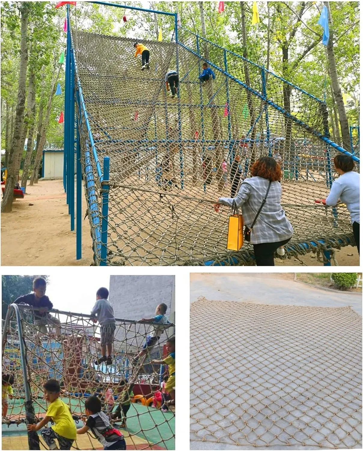 Kids Playground Hemp Rope Net,Heavy Duty Play Safety Netting,Playground Fence Protective Mesh,Rope Bridge Rope Ladder Climbing Net,Truck Cargo Net Cover,Child (Size:1M×10M(3.3FT×32.8FT),Color:Jute)