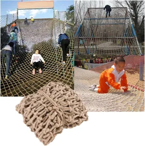 Kids Playground Hemp Rope Net,Heavy Duty Play Safety Netting,Playground Fence Protective Mesh,Rope Bridge Rope Ladder Climbing Net,Truck Cargo Net Cover,Child (Size:1M×10M(3.3FT×32.8FT),Color:Jute)