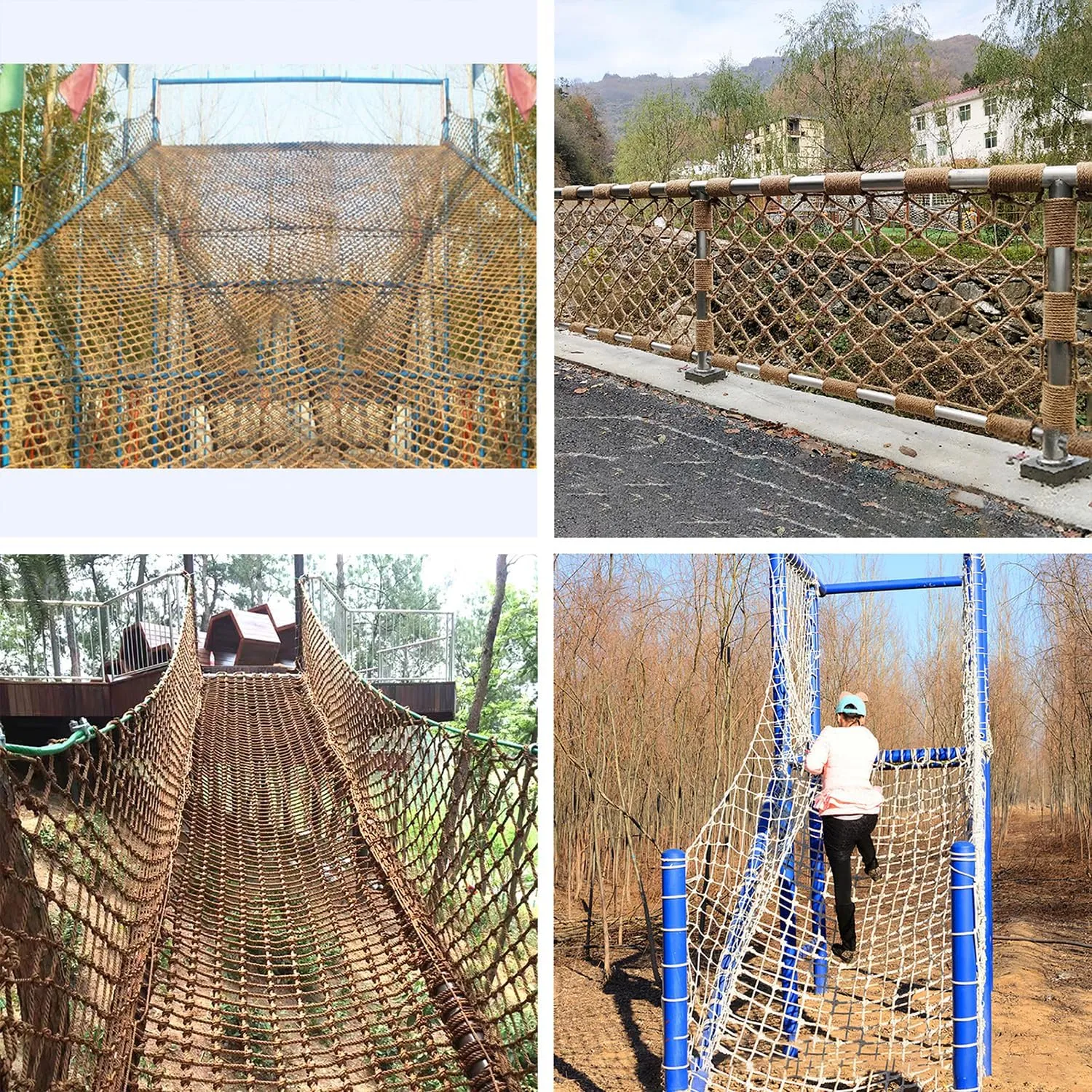 Kids Playground Hemp Rope Net,Heavy Duty Play Safety Netting,Playground Fence Protective Mesh,Rope Bridge Rope Ladder Climbing Net,Truck Cargo Net Cover,Child (Size:1M×10M(3.3FT×32.8FT),Color:Jute)