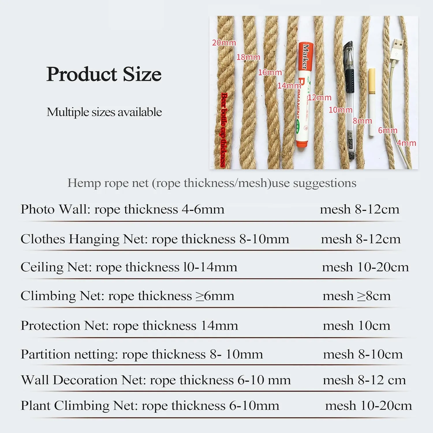 Kids Playground Hemp Rope Net,Heavy Duty Play Safety Netting,Playground Fence Protective Mesh,Rope Bridge Rope Ladder Climbing Net,Truck Cargo Net Cover,Child (Size:1M×10M(3.3FT×32.8FT),Color:Jute)