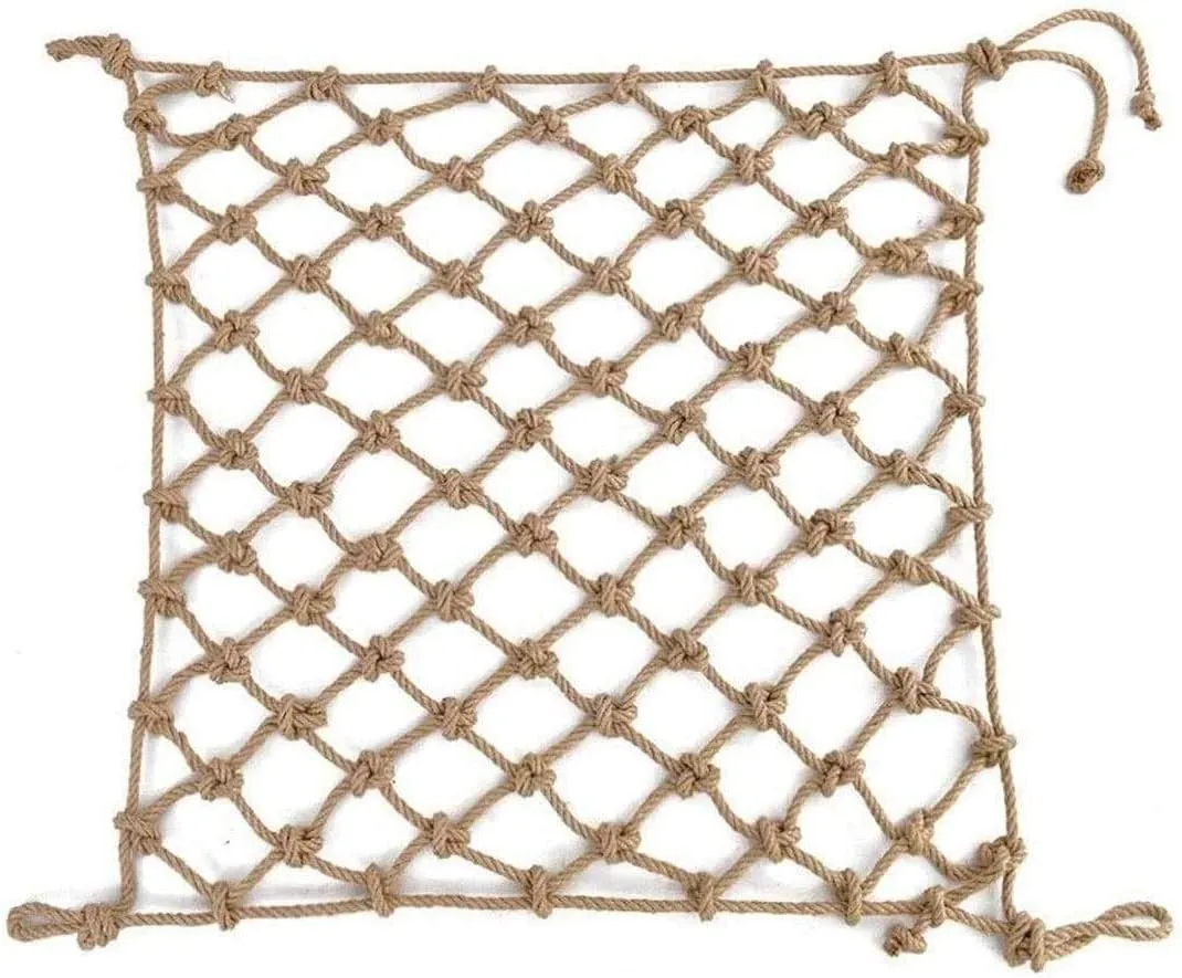 Kids Playground Railing Rope Net, Tree House Climbing Net Balcony Safety Net Ladder Truck Trailer Heavy Duty Netting Hemp Rope 8mm Grid 10cm (Size : 5 * 5m(16 * 16ft))