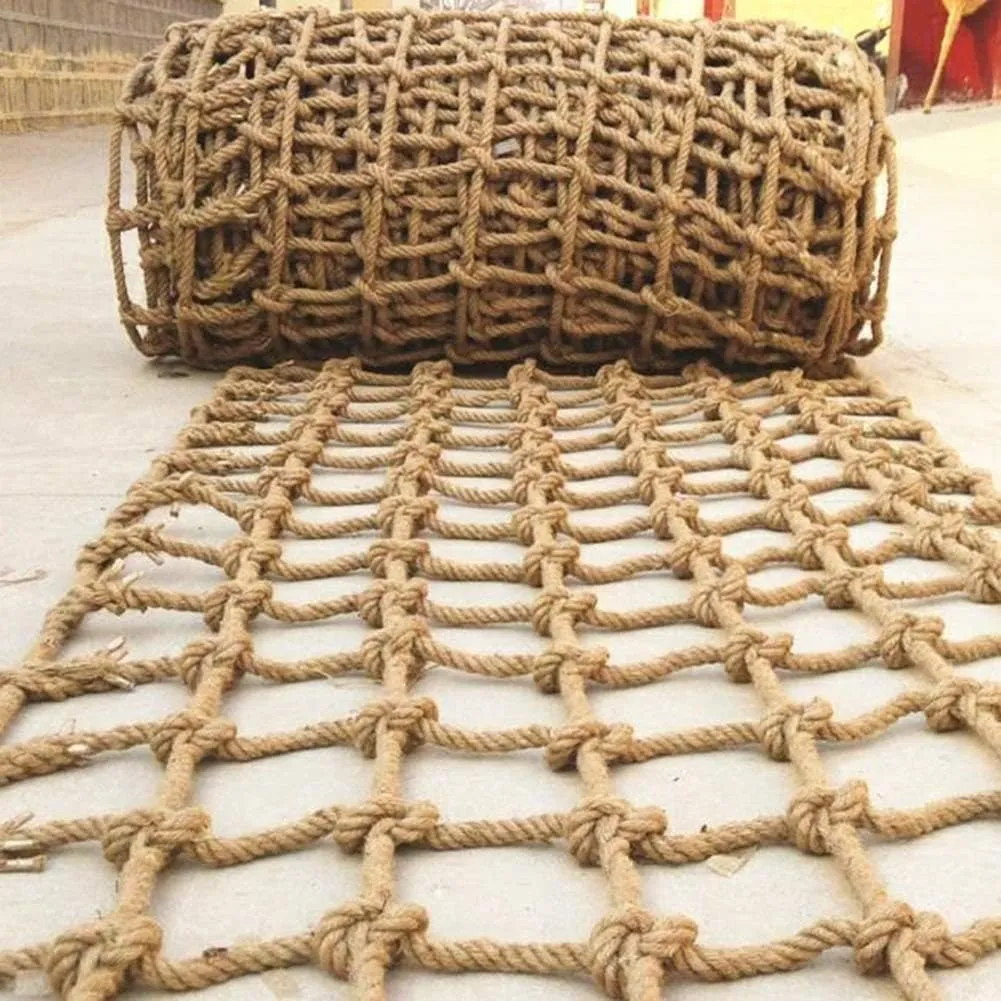 Kids Playground Railing Rope Net, Tree House Climbing Net Balcony Safety Net Ladder Truck Trailer Heavy Duty Netting Hemp Rope 8mm Grid 10cm (Size : 5 * 5m(16 * 16ft))