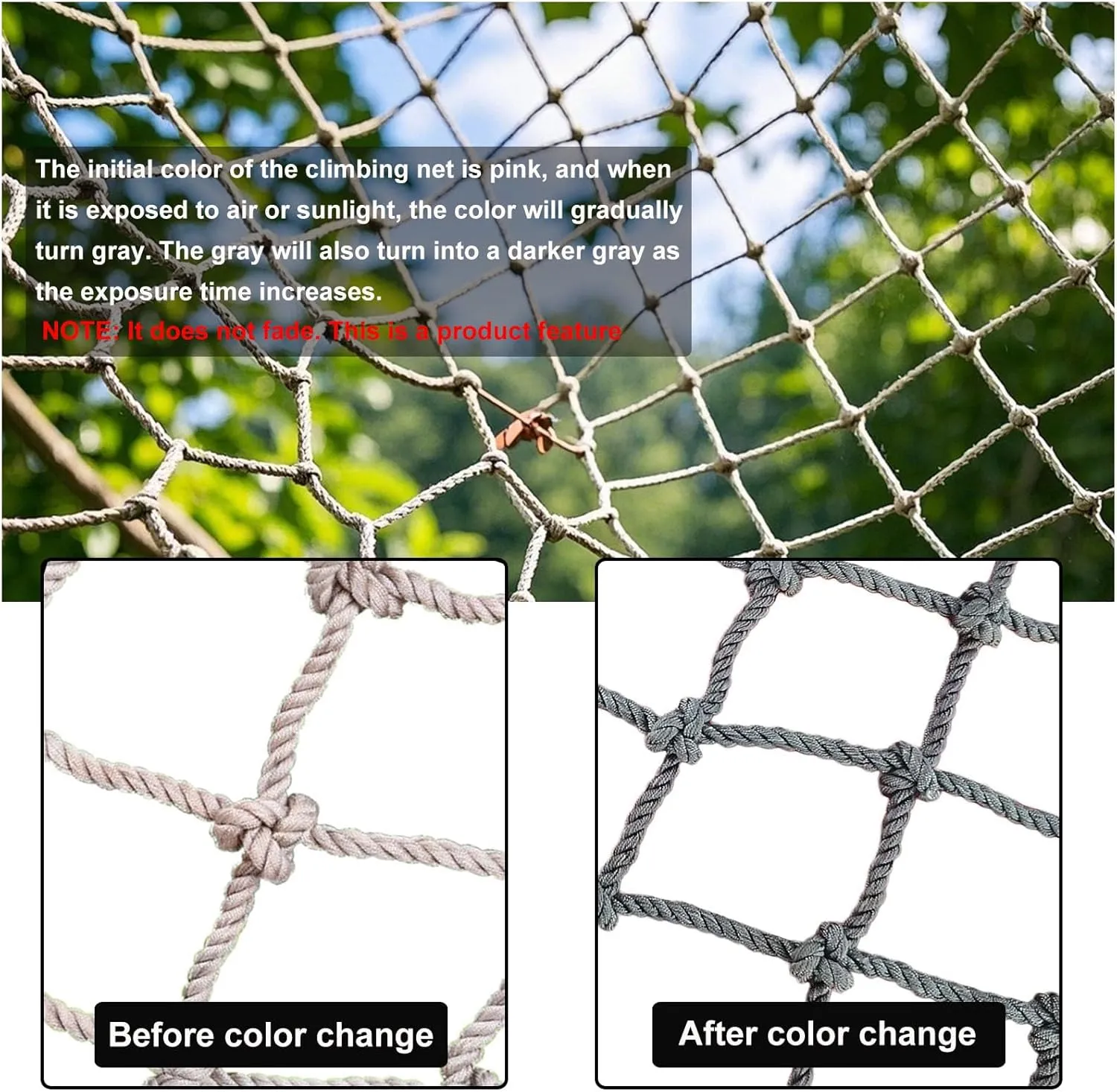 Kids Safety Climbing Net - Climbing Frame Net for Outdoor Playground Treehouse - Heavy Duty Cargo Net Rope Ladder & Swingset Accessory - Weather-Resistant & Durable,600x600cm