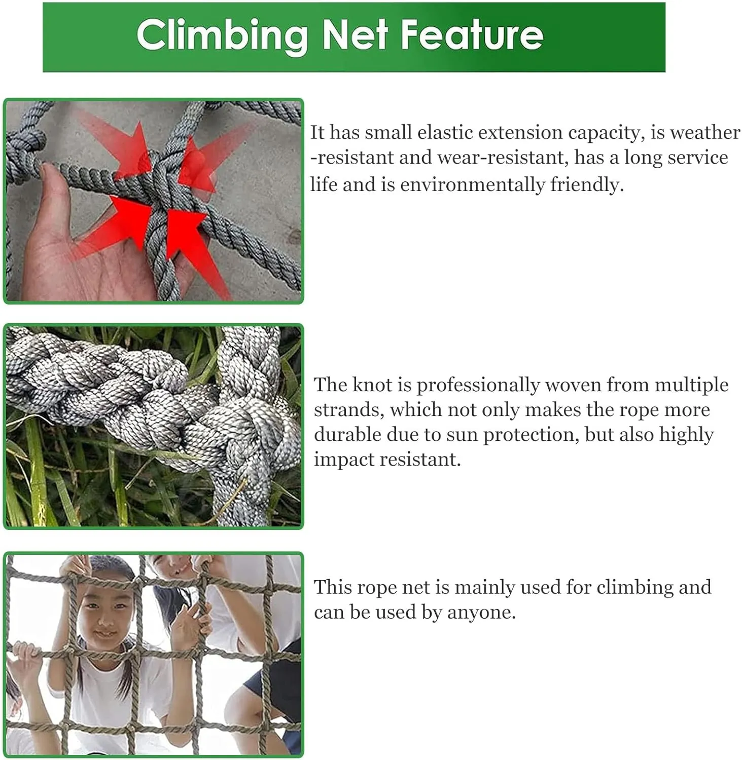 Kids Safety Climbing Net - Climbing Frame Net for Outdoor Playground Treehouse - Heavy Duty Cargo Net Rope Ladder & Swingset Accessory - Weather-Resistant & Durable,600x600cm