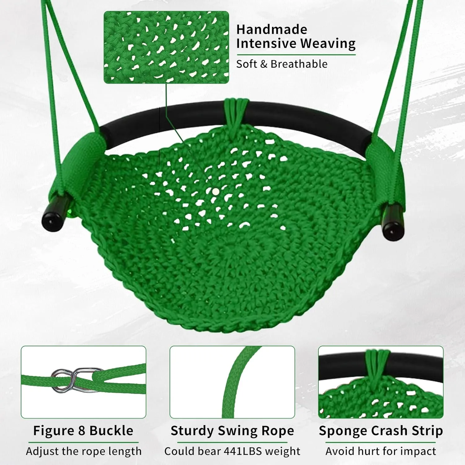 Kids Tree Swing Seat for Kids Rope Swing Seat, Indoor Swing for Kids Outdoor, Backyard Swing Tree Swing Seat Door Swing (Green)