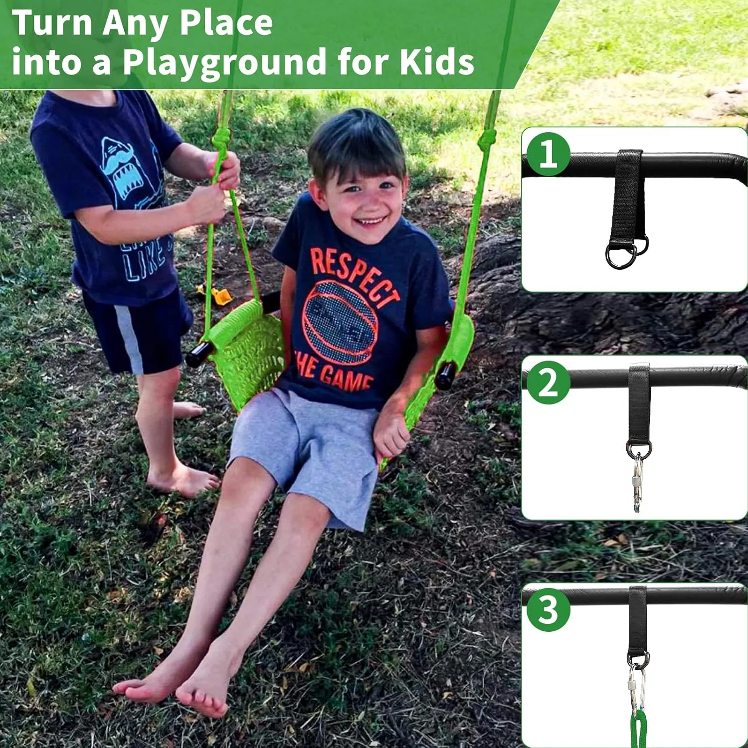 Kids Tree Swing Seat for Kids Rope Swing Seat, Indoor Swing for Kids Outdoor, Backyard Swing Tree Swing Seat Door Swing (Green)