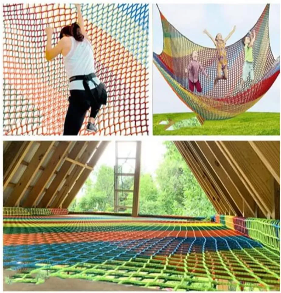Kids' Treehouse Safety Net Robust Outdoor Climbing Cargo Net for Playgrounds Double Layered Cargo Net Double Layers Playground Net(Size:3X4.5m)