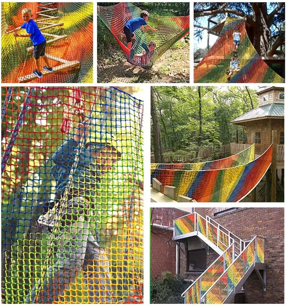 Kids' Treehouse Safety Net Robust Outdoor Climbing Cargo Net for Playgrounds Double Layered Cargo Net Double Layers Playground Net(Size:3X4.5m)