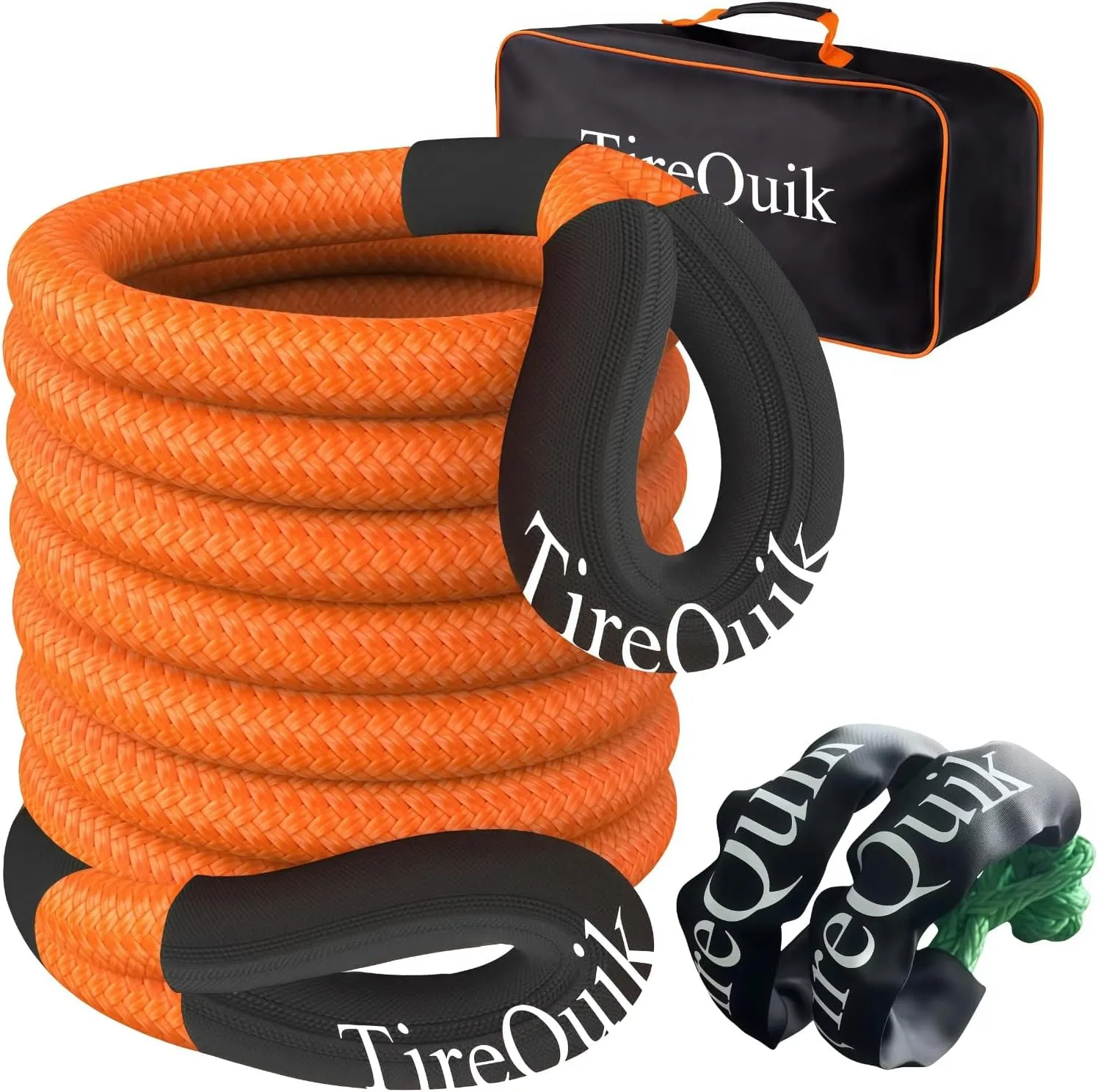 Kinetic Recovery Rope 1.26" x 30ft 55000lbs Heavy Duty Offroad Snatch Strap with 2 Soft Shackles, Kinetic Tow Rope Recovery Kit, 35% Elasticity Tow Ropes for Trucks SUV UTV ATV Tractor