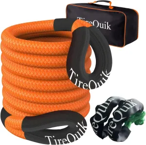 Kinetic Recovery Rope 1.26" x 30ft 55000lbs Heavy Duty Offroad Snatch Strap with 2 Soft Shackles, Kinetic Tow Rope Recovery Kit, 35% Elasticity Tow Ropes for Trucks SUV UTV ATV Tractor