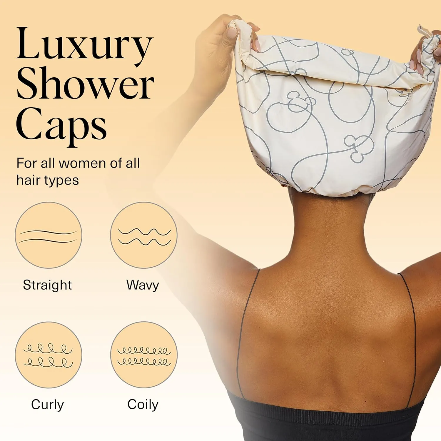 Kitsch Mickey/Minnie Luxury Shower Caps for Women Reusable Waterproof - Large Shower Cap for Women and Men, Non-slip, Quick-dry Hair Cap for Long and Short Hair, Stylish Design