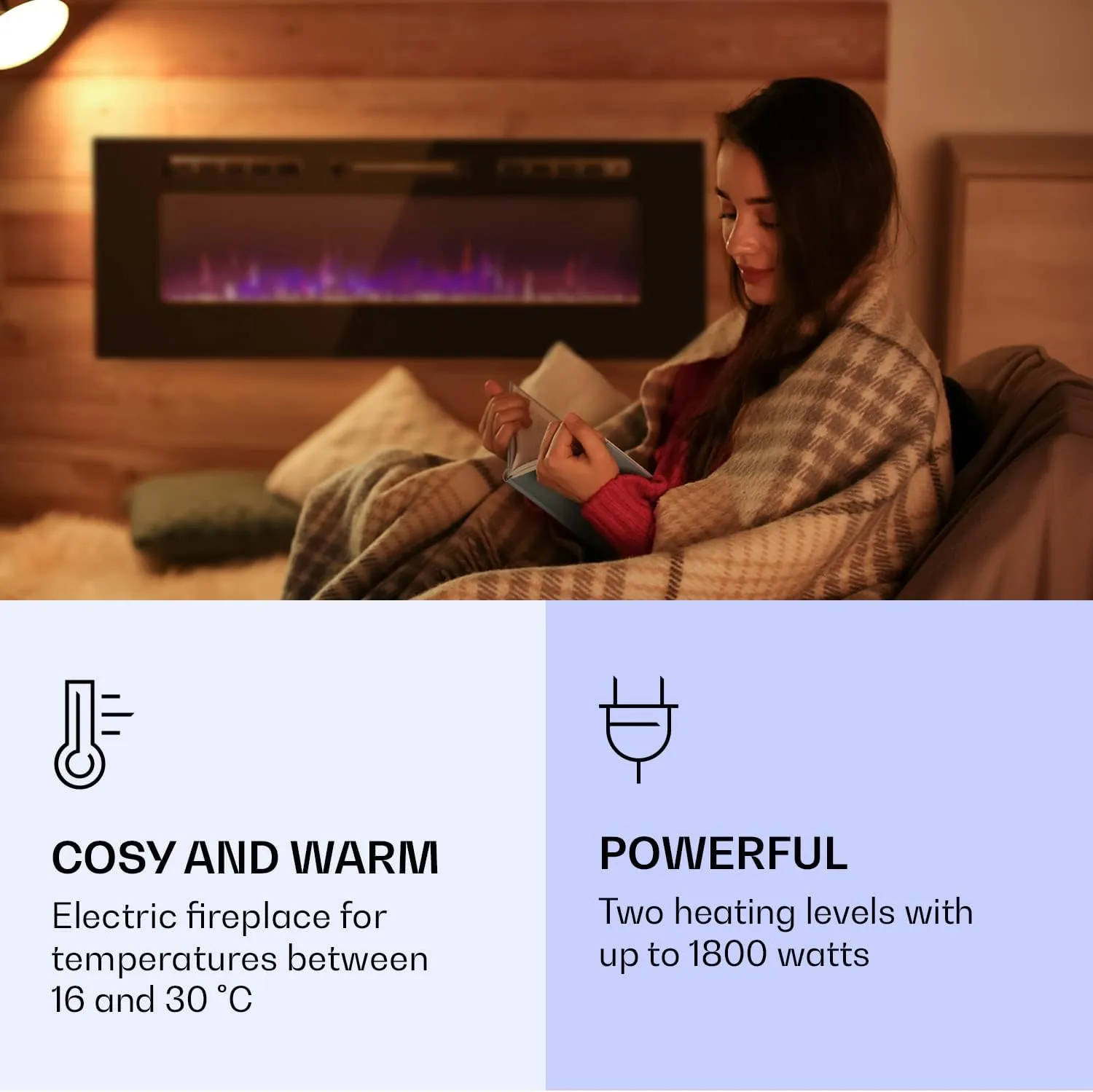 Klarstein Galeras Electric Stove - Electric Stove with 900 or 1.800 W Heat Output, Electric Stove with LED Lighting in 3 Colours, Weekly Timer, 127 x 47 x 13 cm (WxHxD), Black